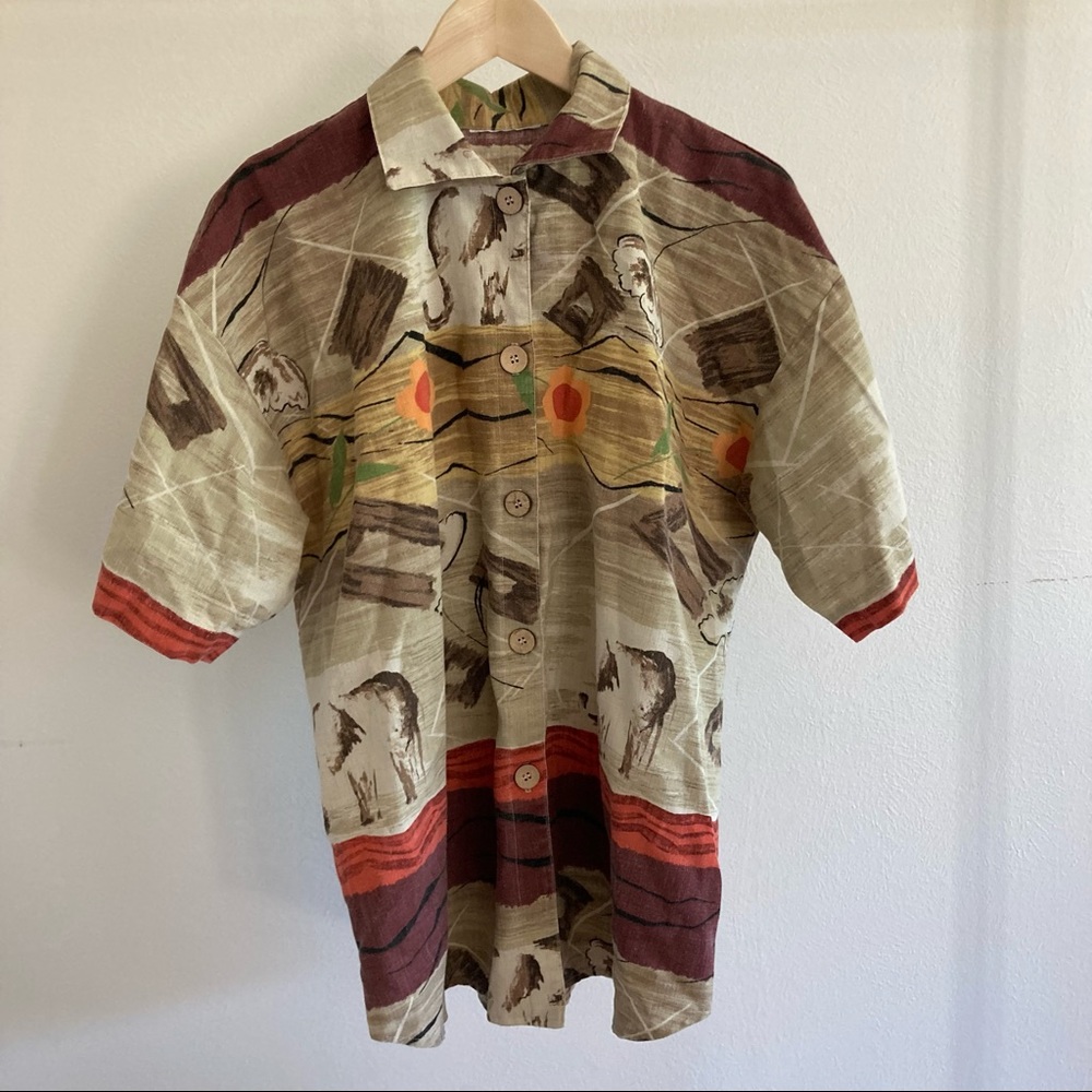 XL women’s multi color button up